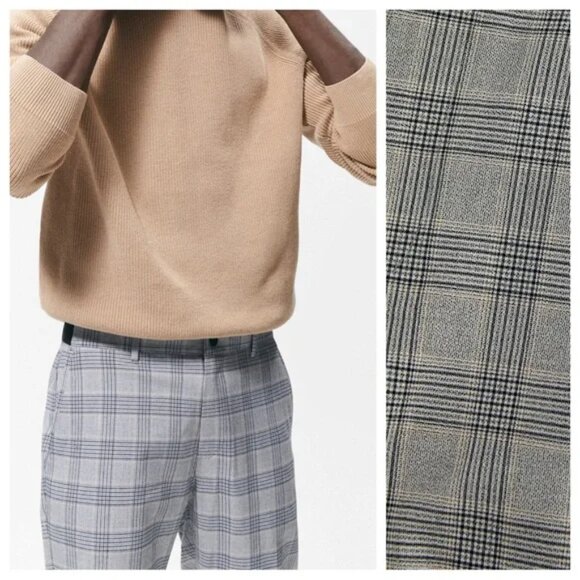 NWT Zara Gray Checked Print Slim Fit The Driver Chinos, Size Small - Picture 4 of 10